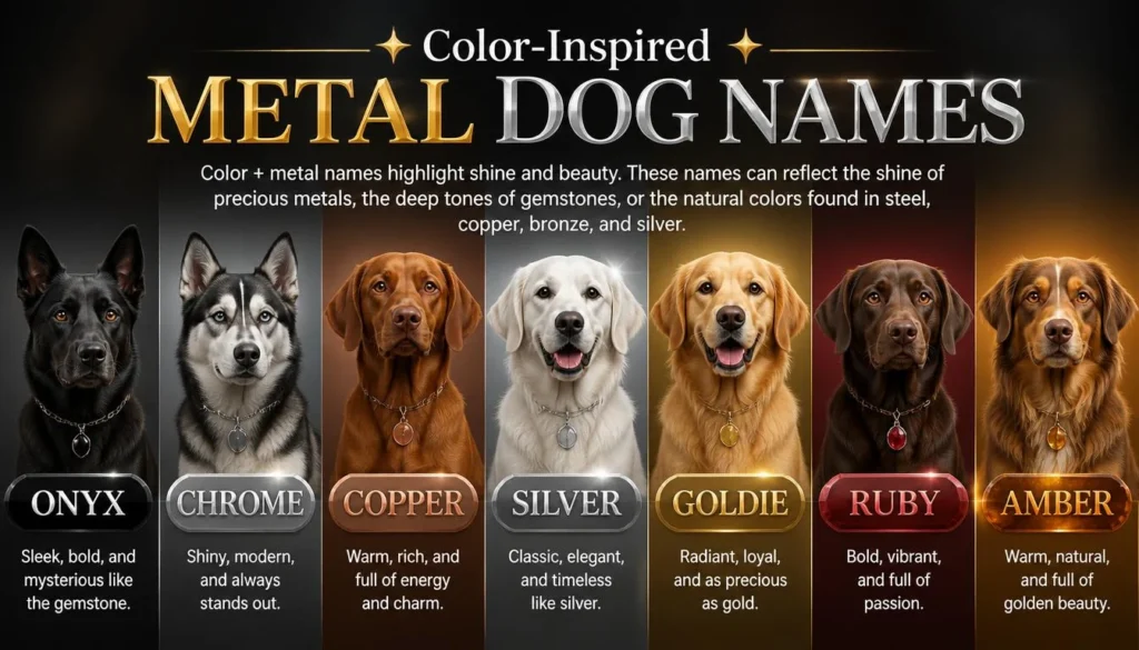 Color-Inspired Metal Dog Names