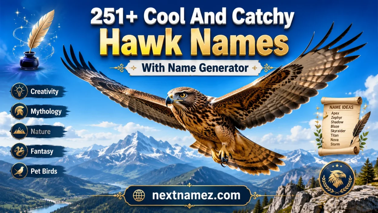 251+ Cool And Catchy Hawk Names With Name Generator featuring a majestic hawk soaring through the sky.