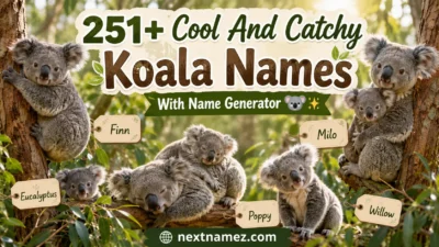 251+ Cool And Catchy Koala Names featuring adorable koalas in an Australian eucalyptus forest with creative naming ideas.