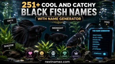 251+ Cool And Catchy Black Fish Names With Name Generator featuring elegant black fish swimming in a beautiful aquarium setup.
